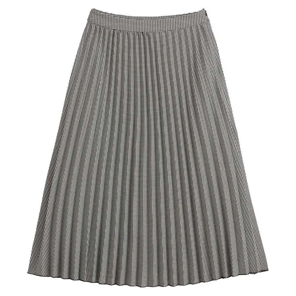 Sunray Pleated Midaxi Skirt in Houndstooth Check