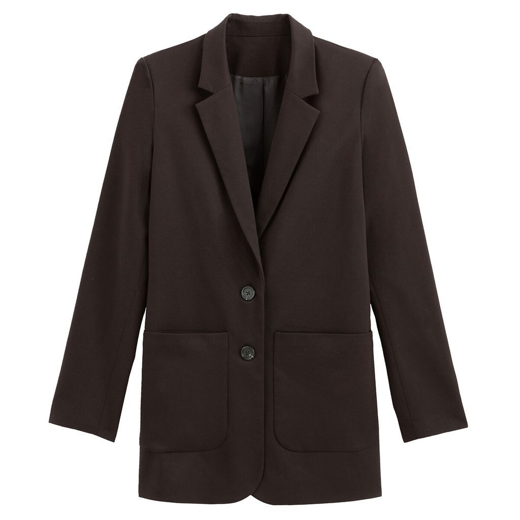 Straight Longline Single-Breasted Blazer with Pockets