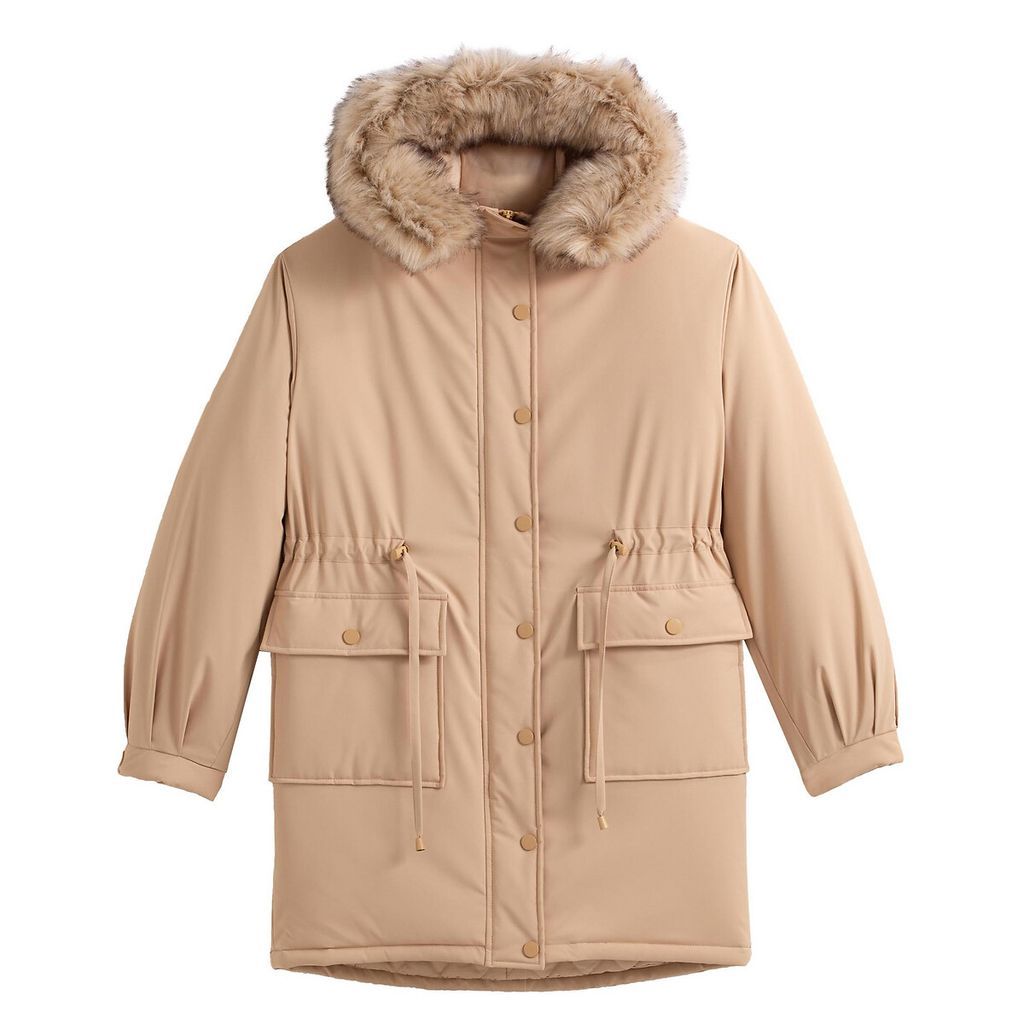Hooded Mid-Length Parka with Zip Fastening