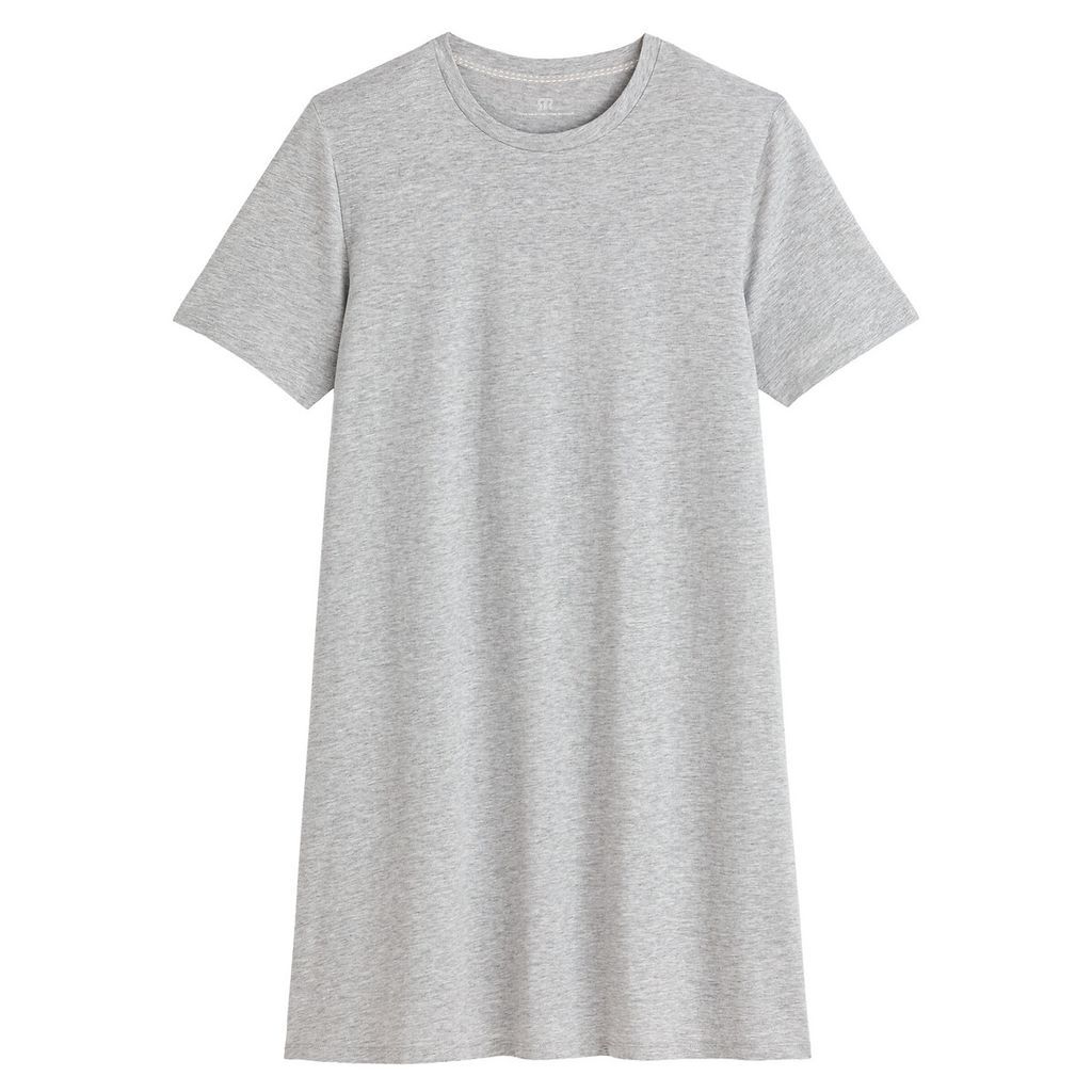 Organic Cotton Mini T-Shirt Dress with Crew Neck and Short Sleeves