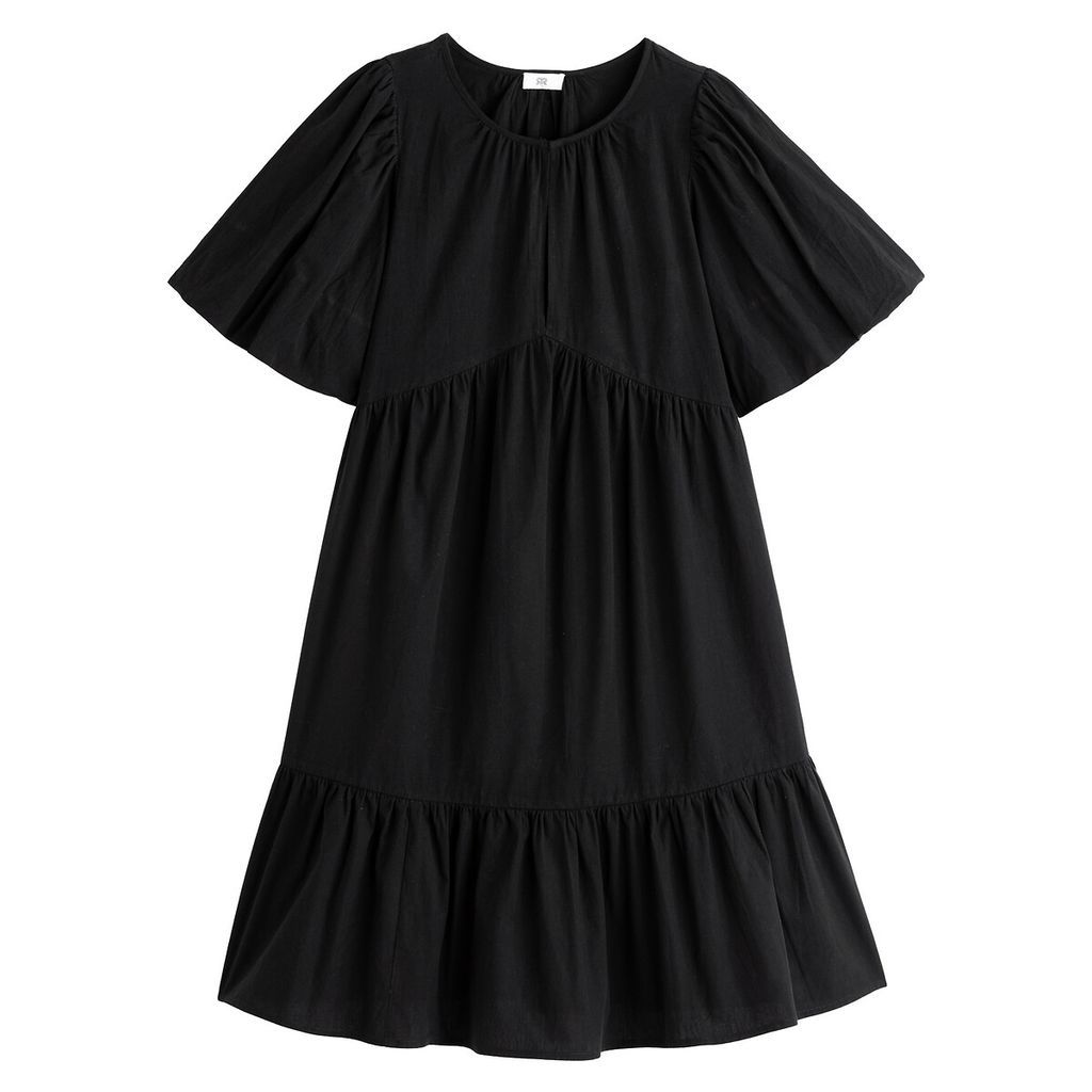 Cotton Poplin Mini Dress with Short Sleeves