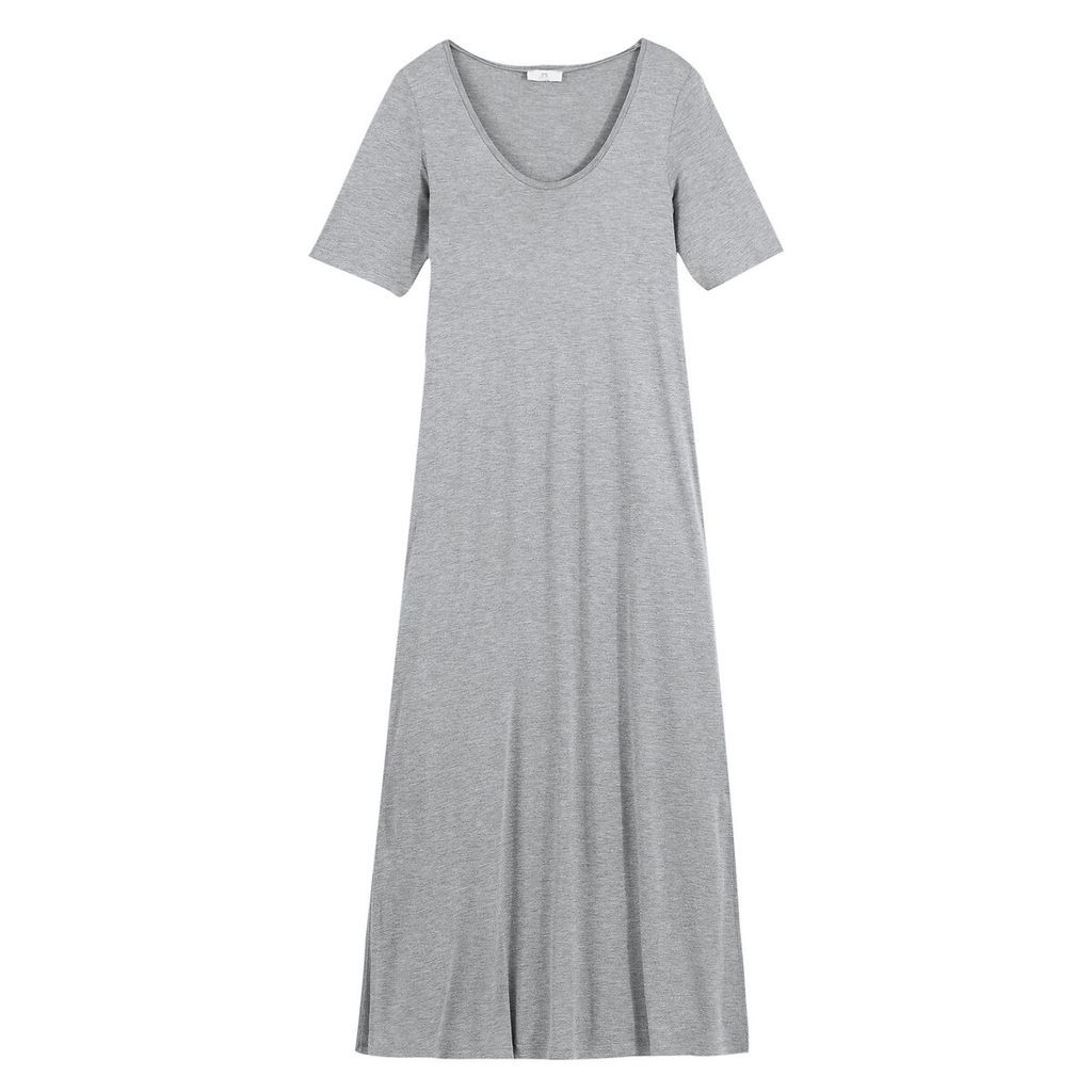 Flared Maxi T-Shirt Dress with Short Sleeves