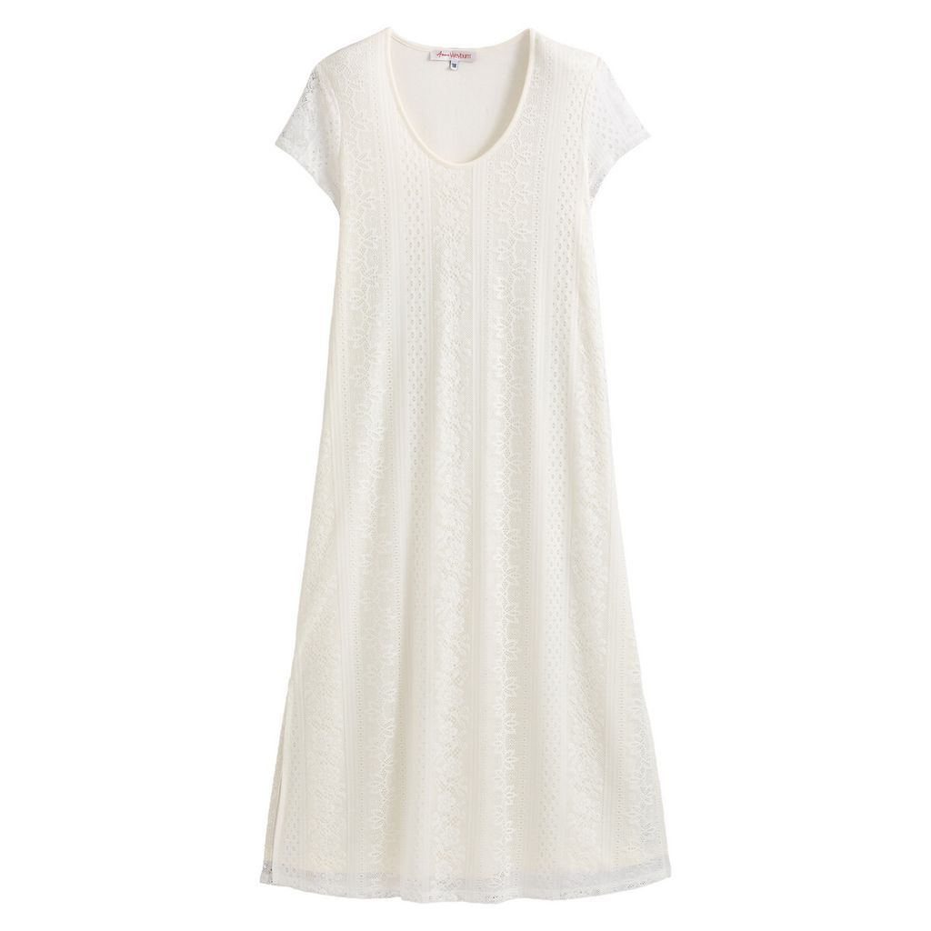 Lace Midi Dress with Short Sleeves, Made in France