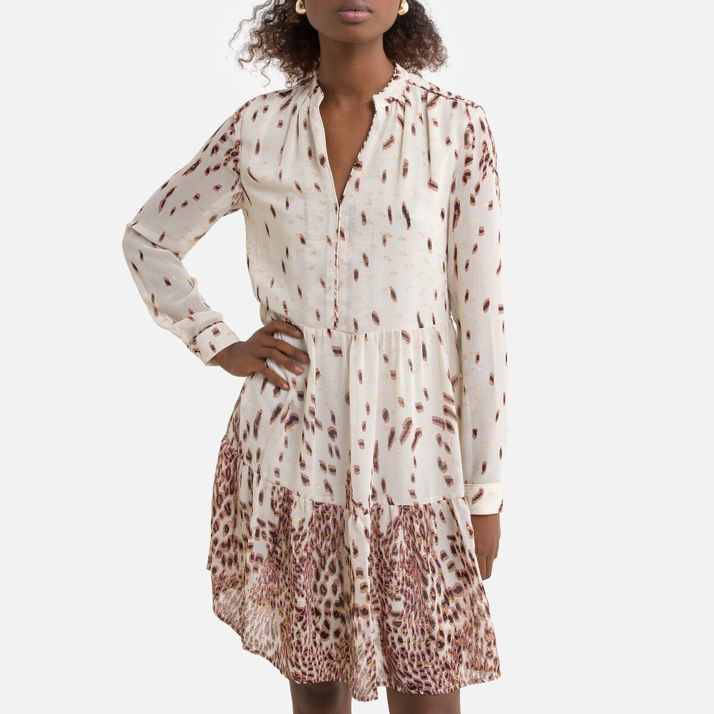 Full Mini Dress in Graphic Print with Long Sleeves