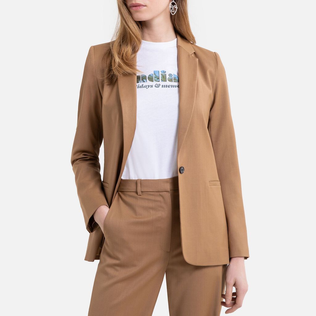 Straight Cut Single-Breasted Blazer with Pockets