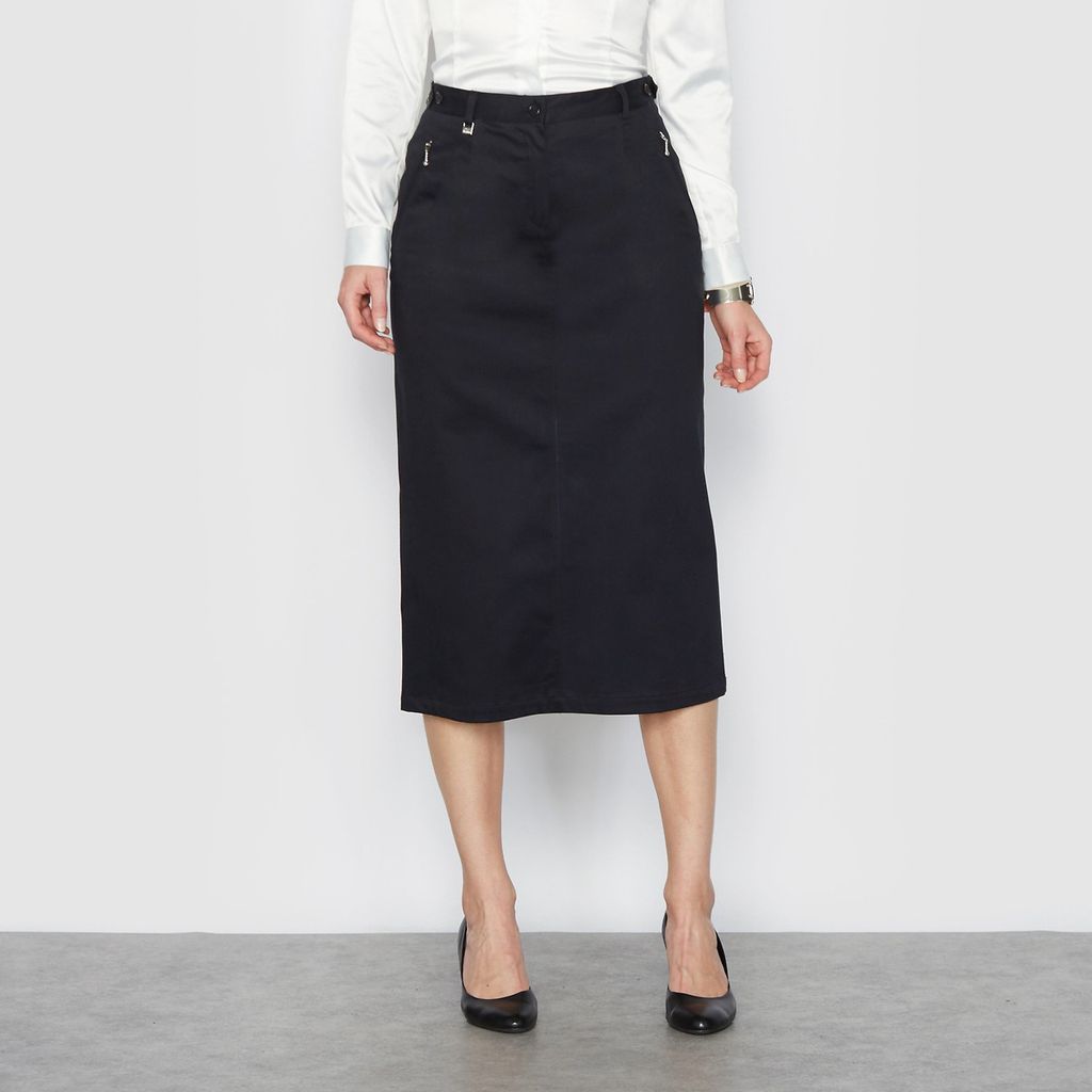 Cotton Straight Midi Skirt