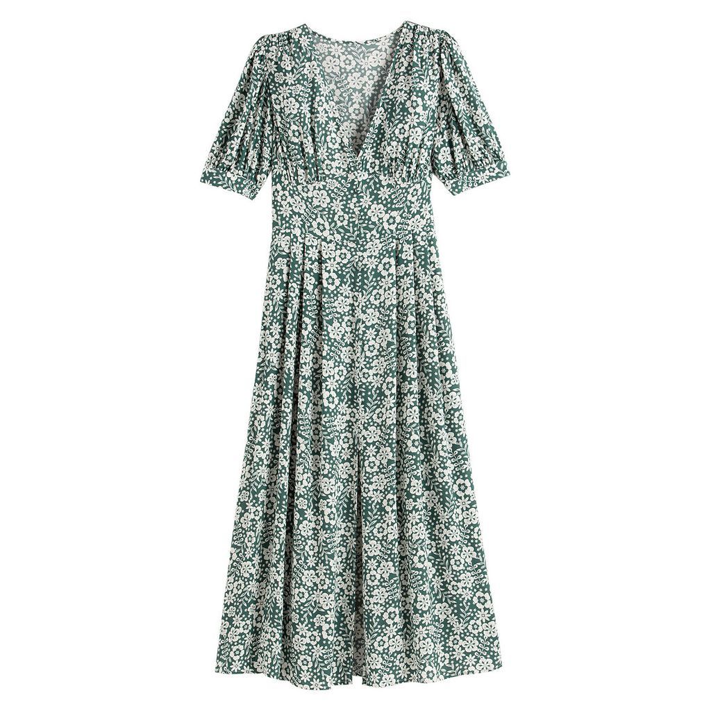 Floral Print Midaxi Dress with Puff Sleeves