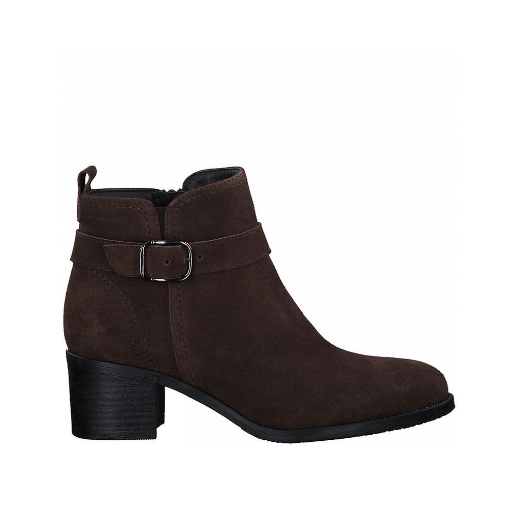 Leather Heeled Ankle Boots with Buckle