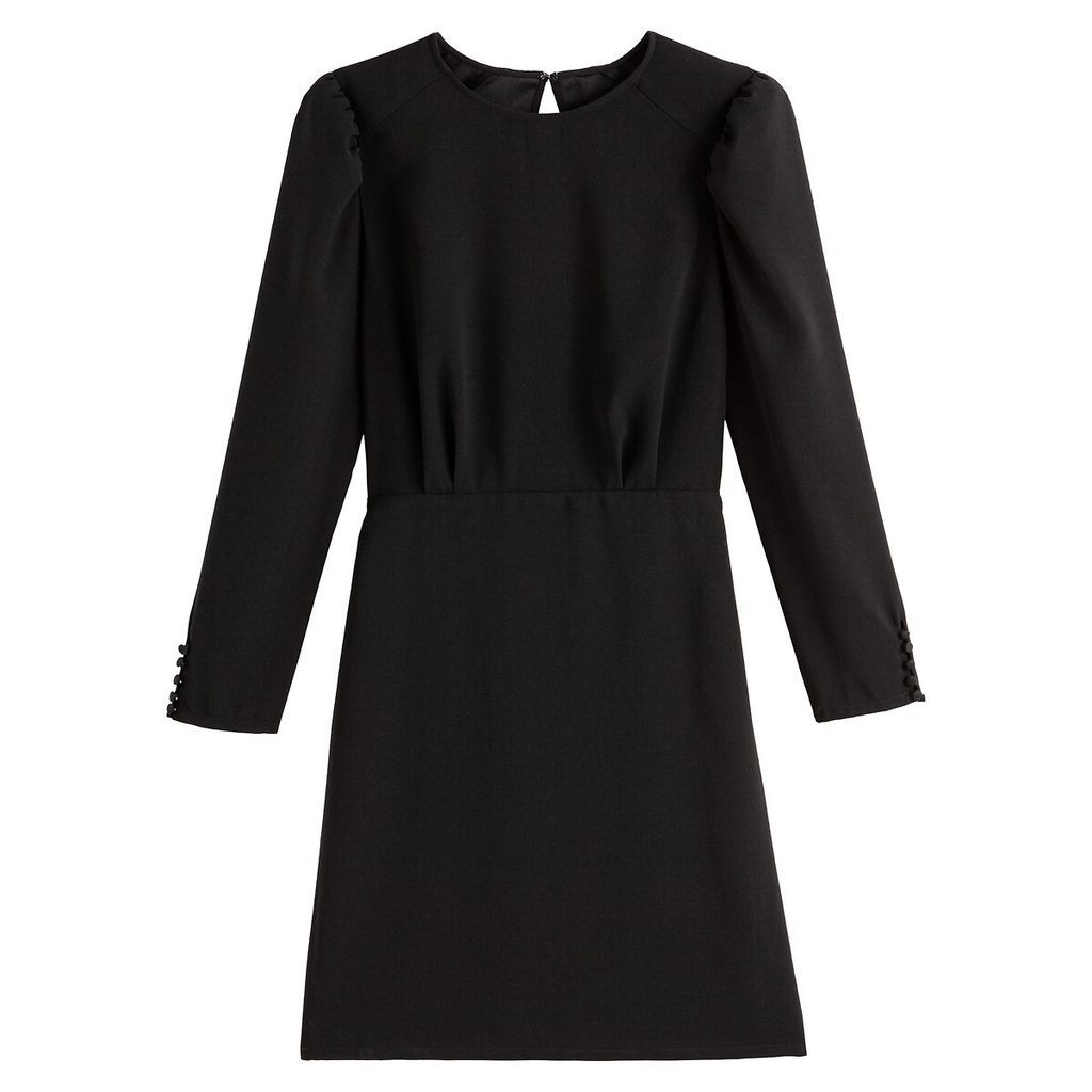 Padded Shoulder Tube Dress with Puff Sleeves