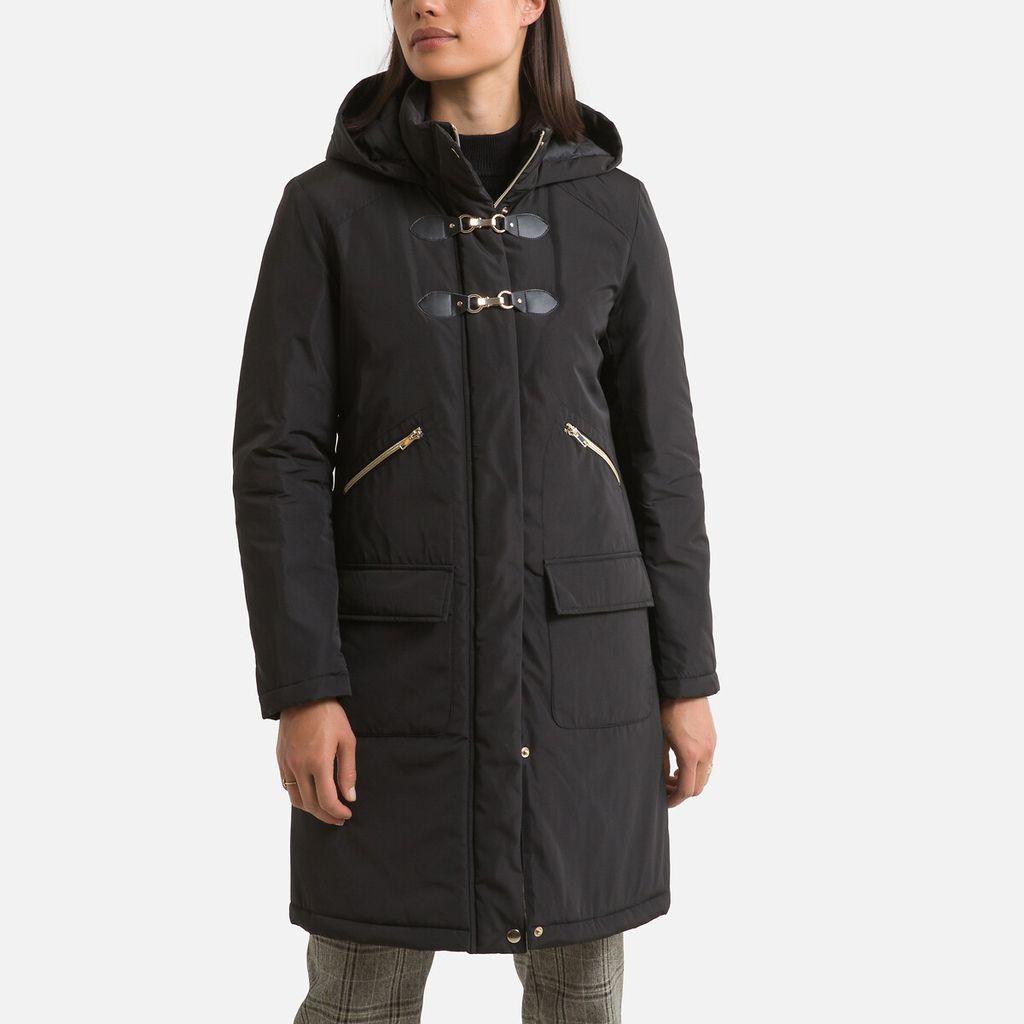 Recycled Mid-Length Parka with Hood and Zip Fastening