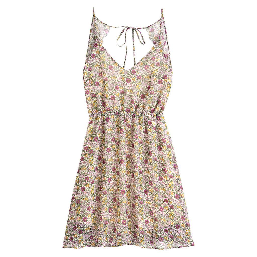 Mini Cami Dress in Floral Print with Open Back