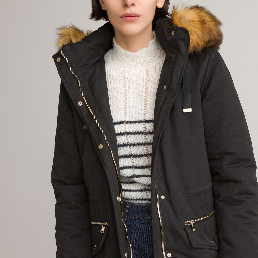 Mid-Length Hooded Parka in Cotton Mix