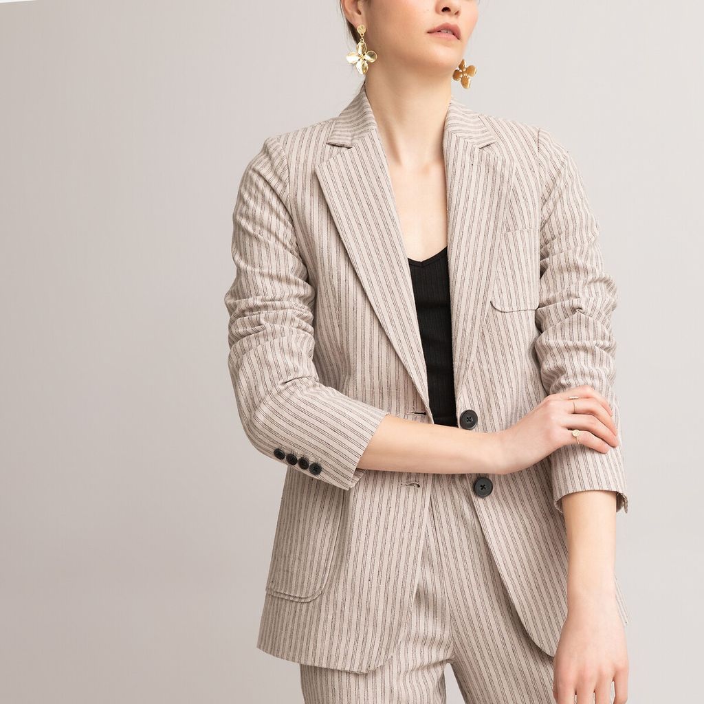 Striped Linen/Cotton Blazer