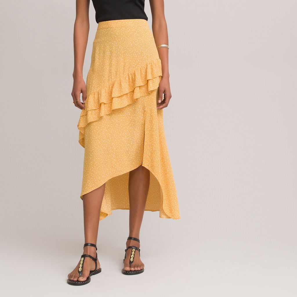 Ruffled Asymmetric Midaxi Skirt