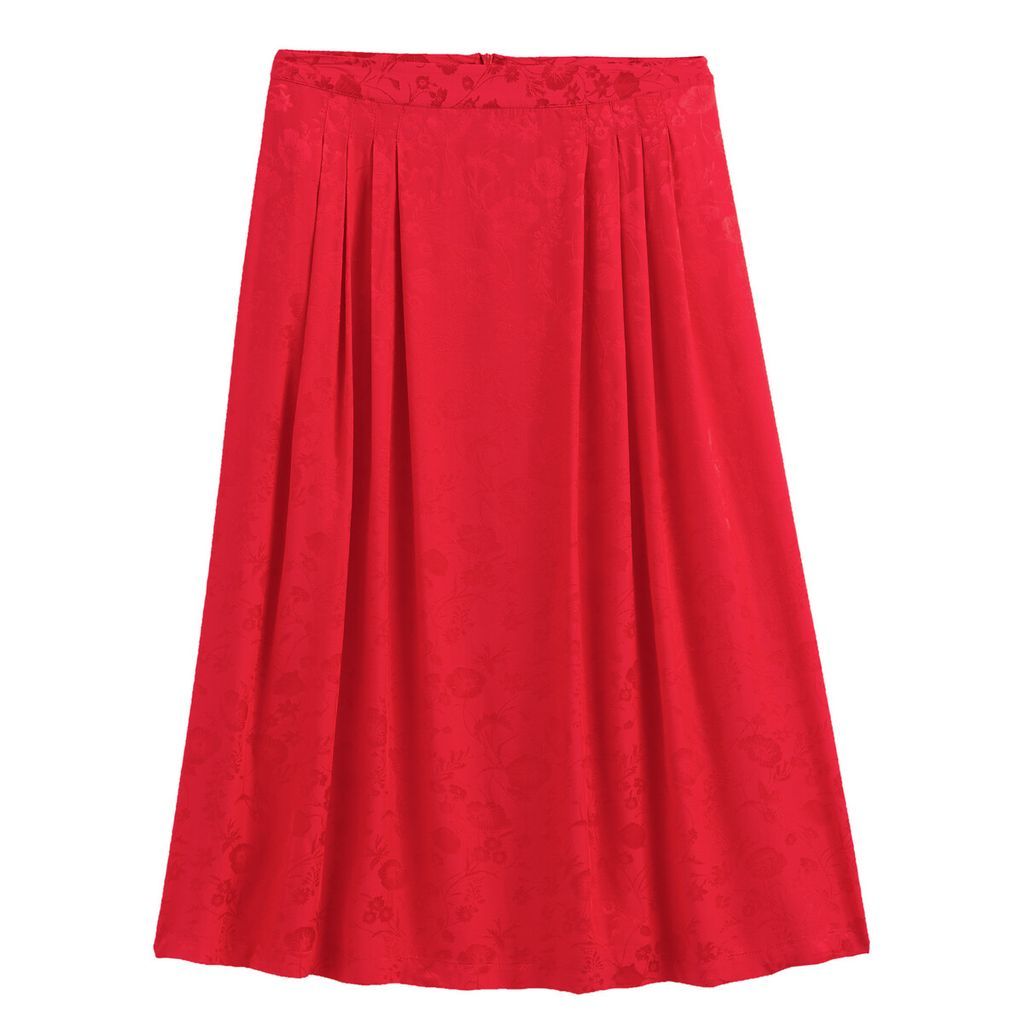 Jacquard Knee-Length Skirt with Pleat Front