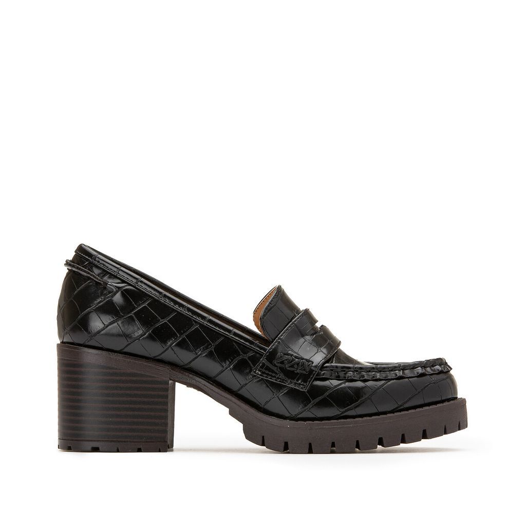 Mock Croc Heeled Loafers