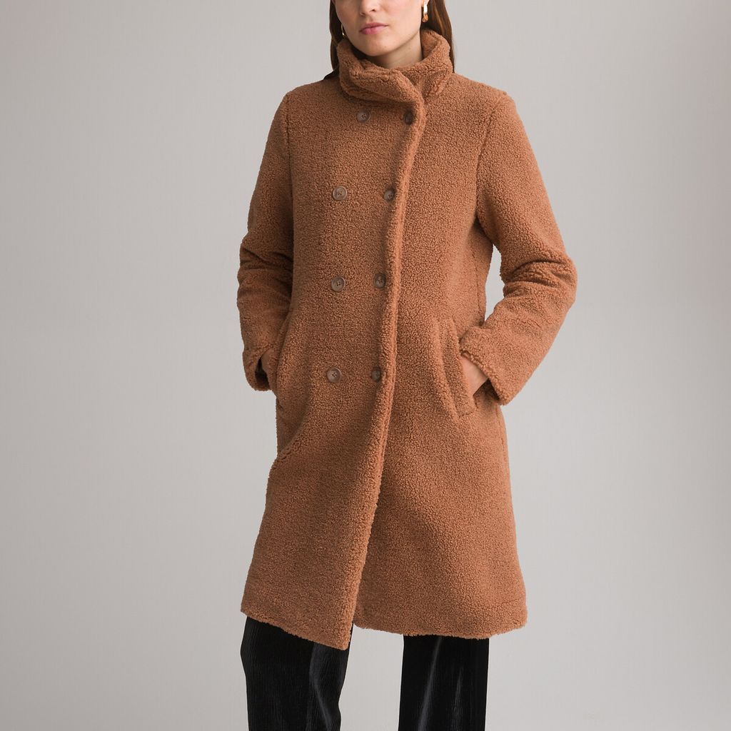 Bouclé Mid-Length Coat with Button Fastening