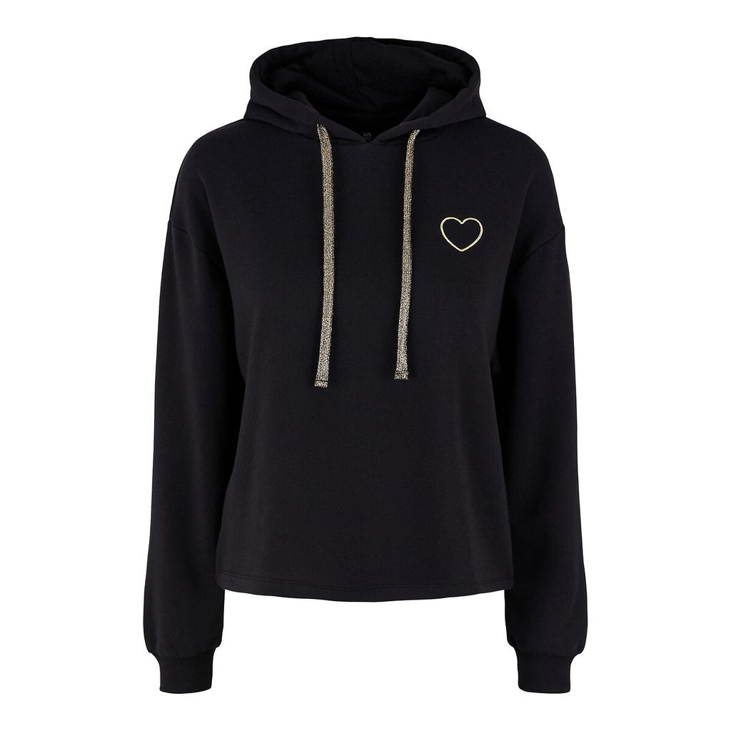 Embroidered Heart Hoodie in Cotton Mix