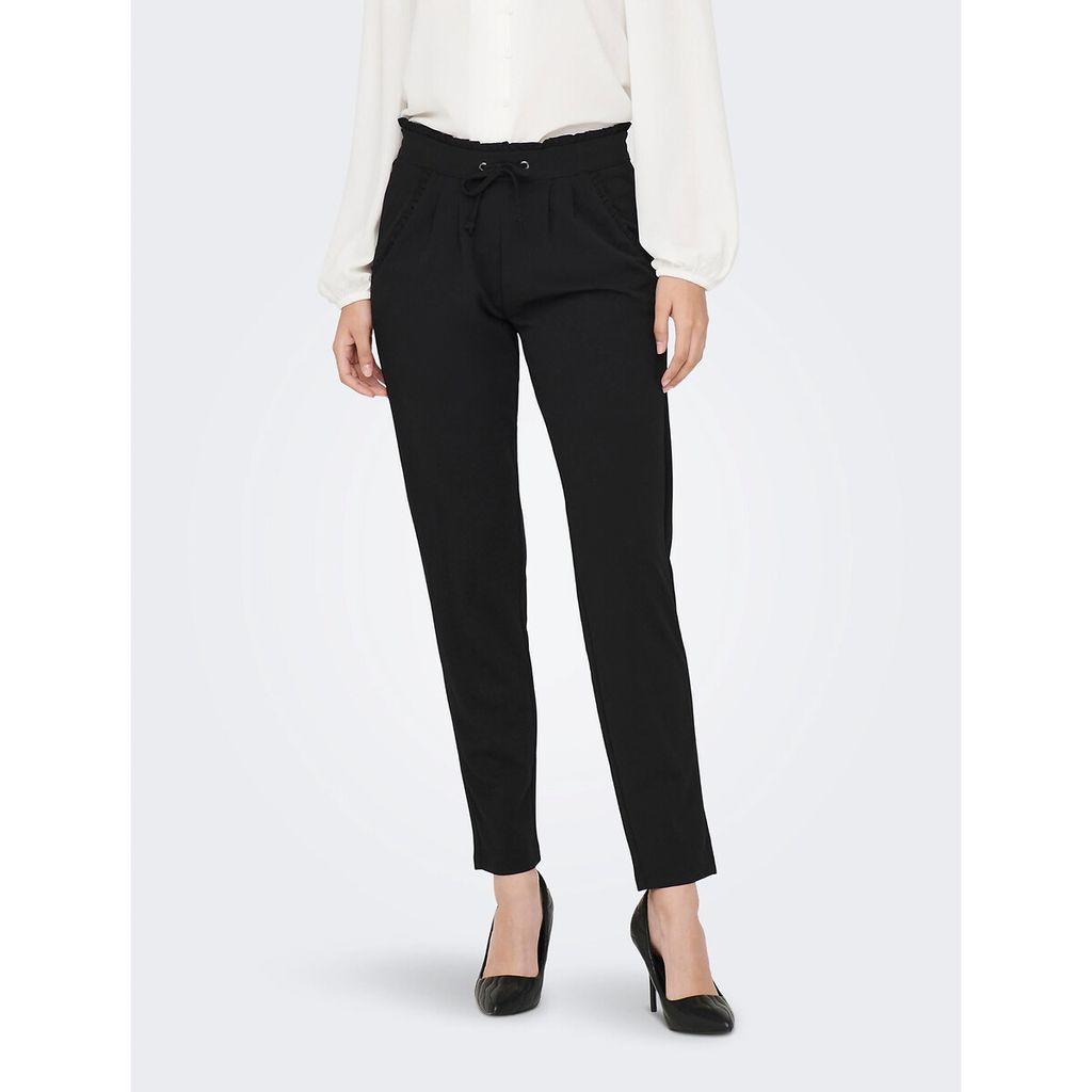 Slim Fit Trousers with Ruffled Waist