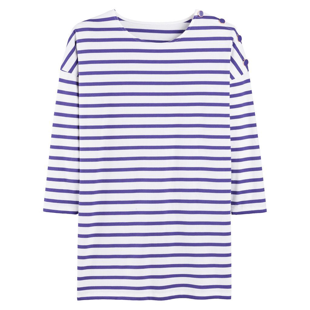 Les Signatures - Breton Striped Cotton Dress with Long Sleeves