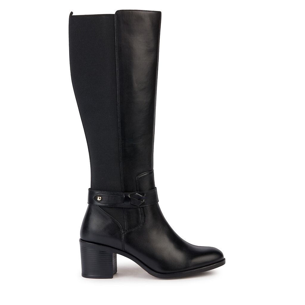 New Asheel Knee-High Boots with Block Heel in Leather