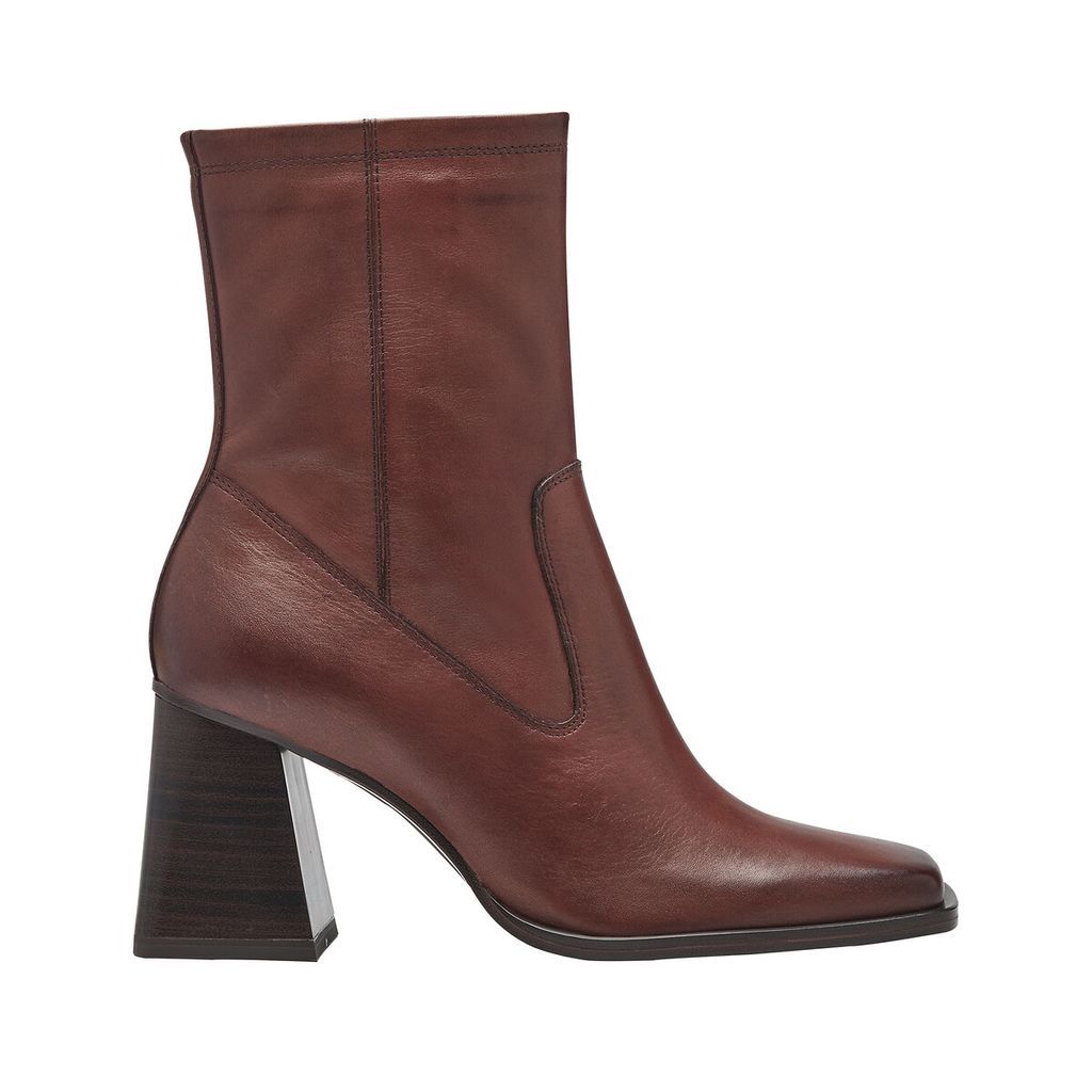 Leather Ankle Boots with Square Toe