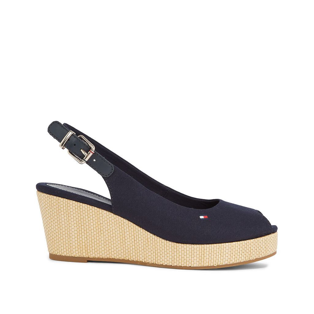 Iconic Elba Sling Sandals in Leather with Wedge Heel