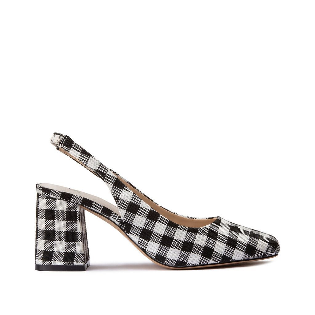 Checked Slingbacks with Block Heel