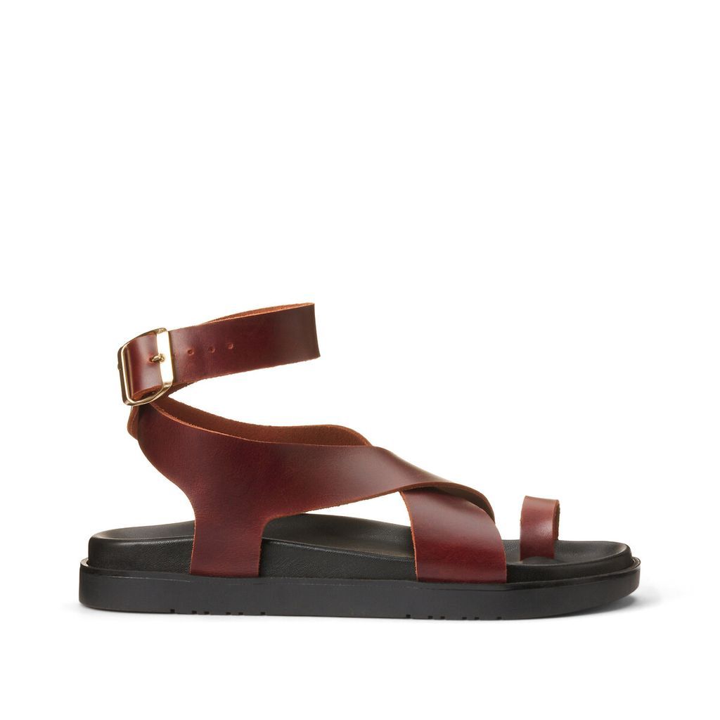 Leather Toe Post Sandals with Ankle Strap