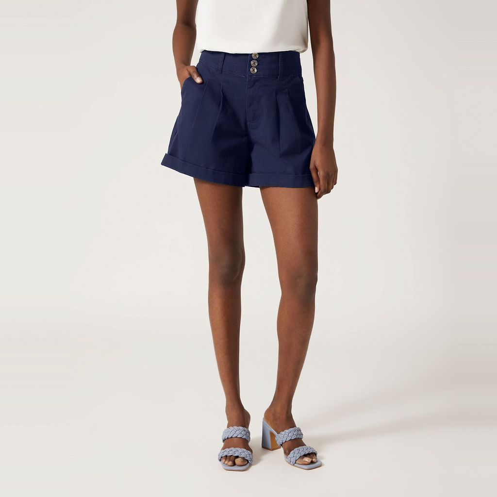 Fulia Cotton Shorts with Turn-Ups and Pleat Front