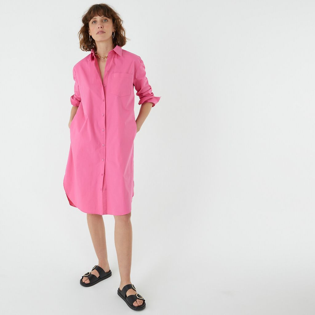Cotton Shirt Dress with Long Sleeves