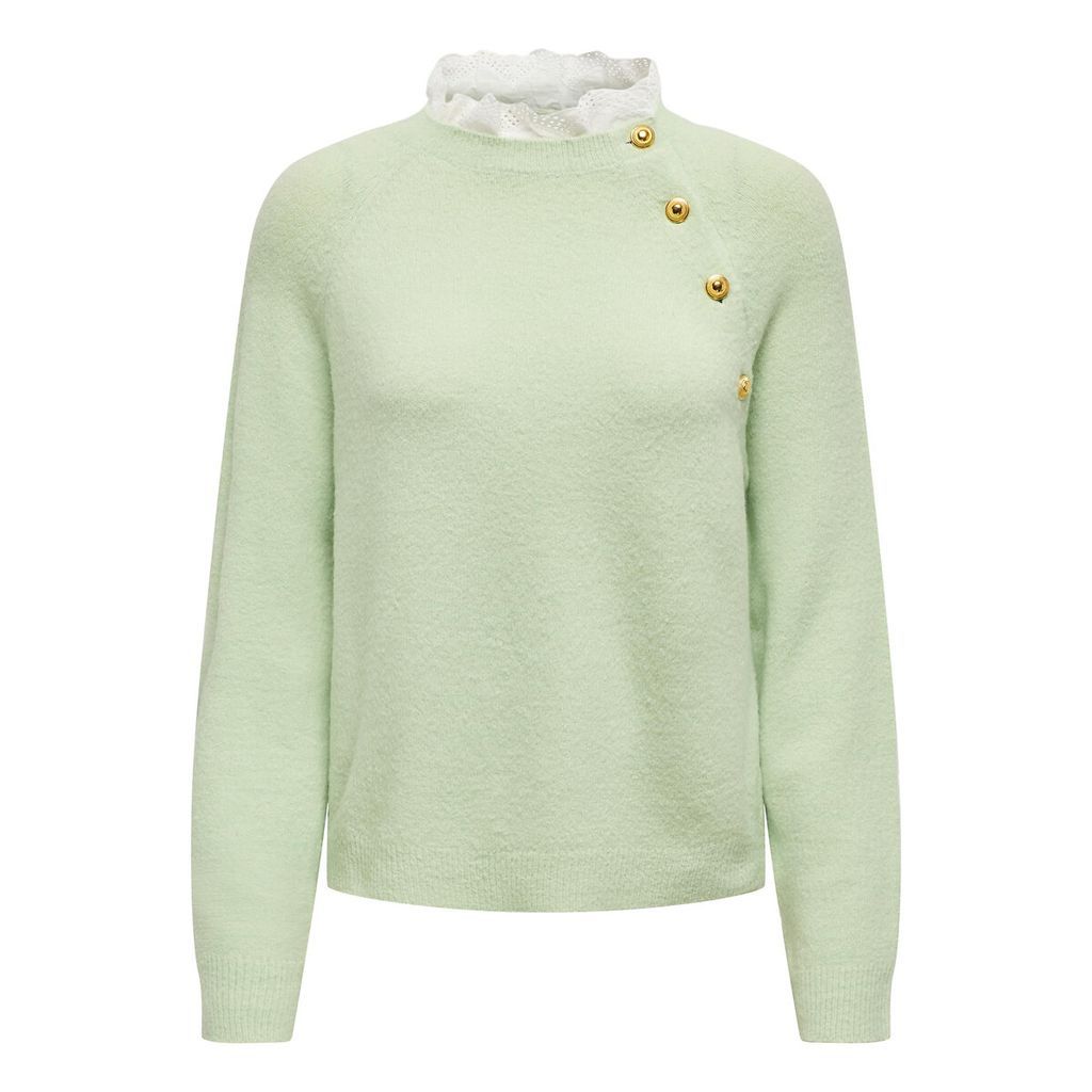 Brushed Knit Jumper with Embroidered Collar