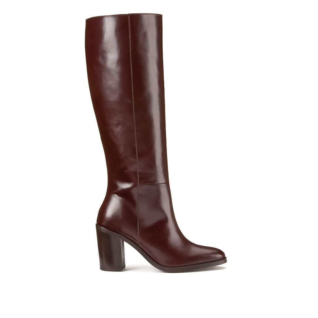 Les Signatures - 70s  Leather Knee-High Boots with Block Heel
