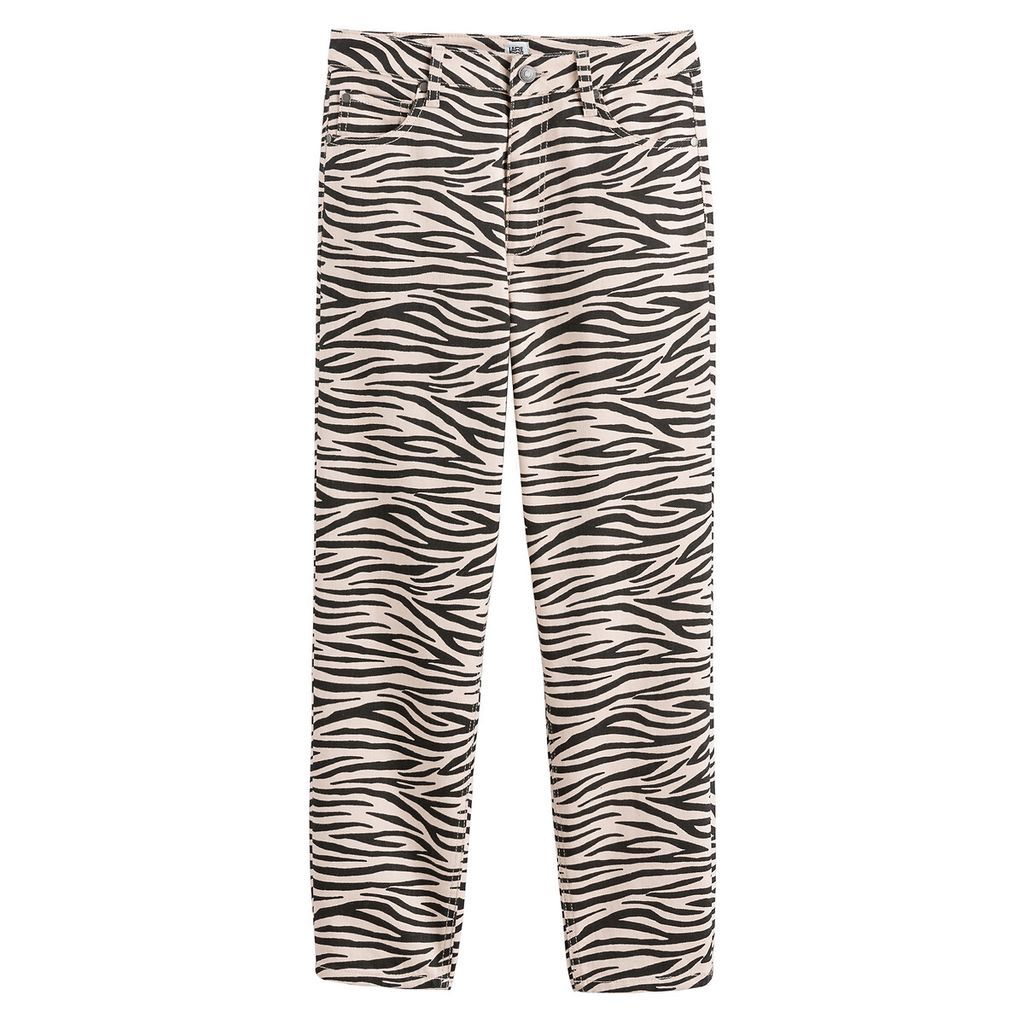 Zebra Print Mom Jeans with High Waist