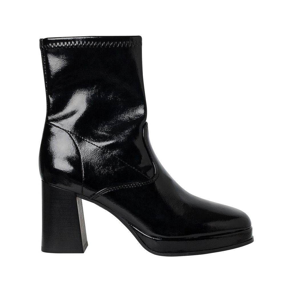 Patent Heeled Ankle Boots with Square Toe