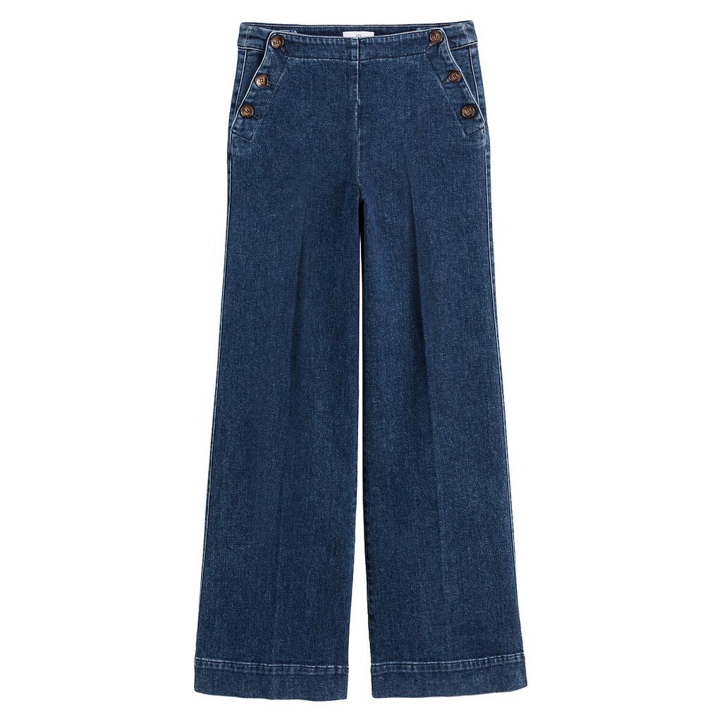 Wide Leg Sailor Jeans with High Waist, Length 31.5