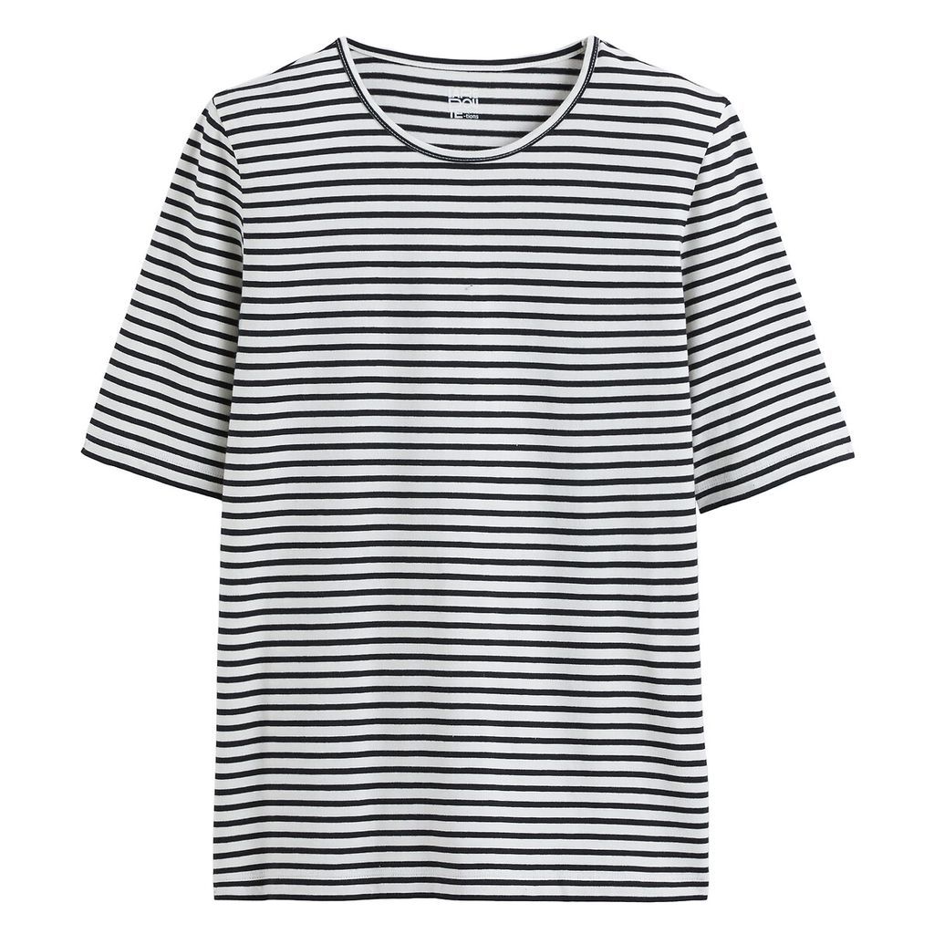 Breton Striped Cotton T-Shirt with Crew Neck