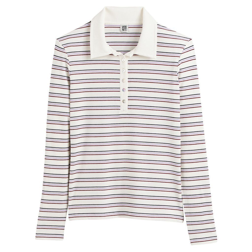 Striped Polo Shirt with Long Sleeves