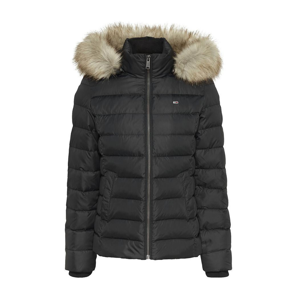Short Hooded Puffer Jacket with Zip Fastening