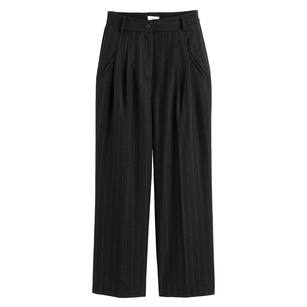 Recycled Wide Leg Trousers in Tennis Stripes with Pleat Front