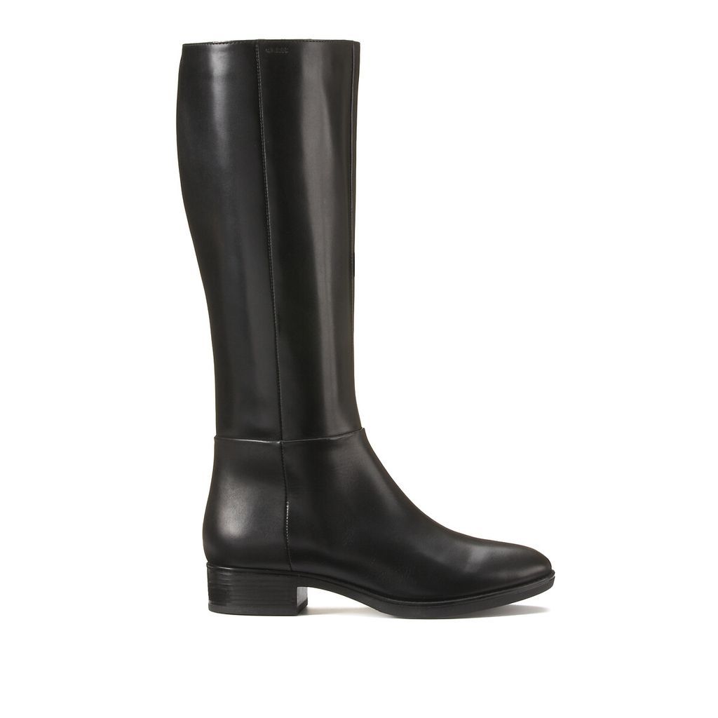 D Felicity Leather Knee-High Boots with Heel