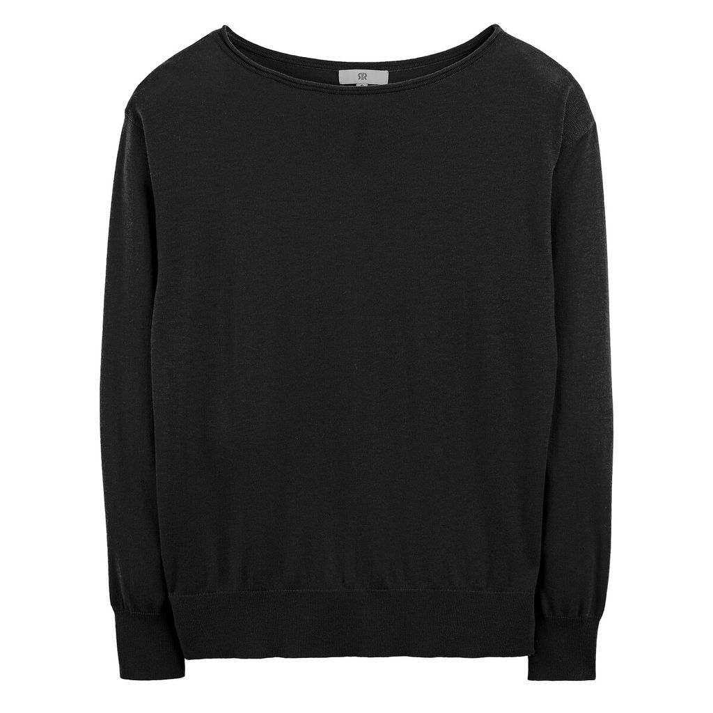 Fine Knit Jumper with Boat Neck