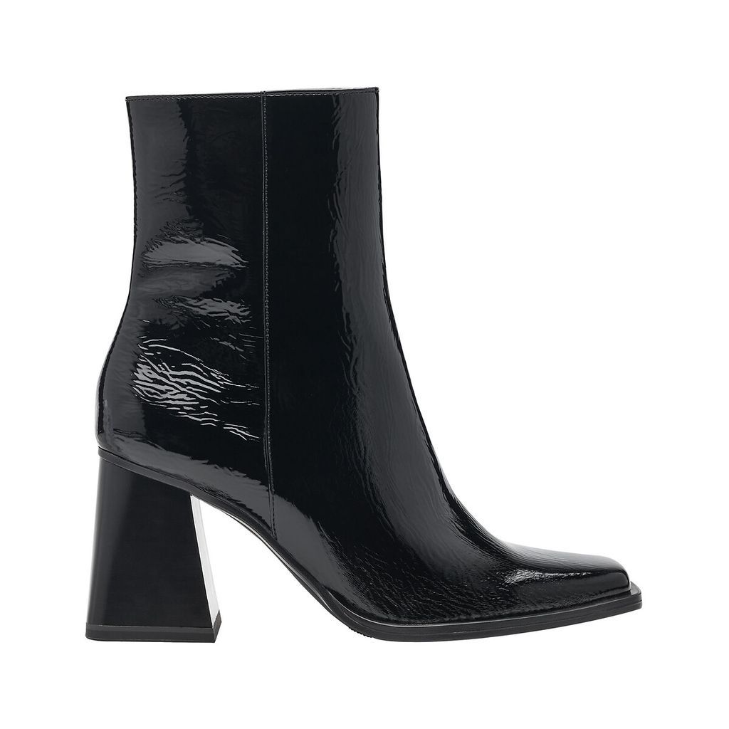 Patent Ankle Boots with Square Toe