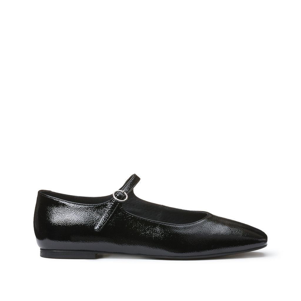 Patent Strappy Ballet Flats in Leather