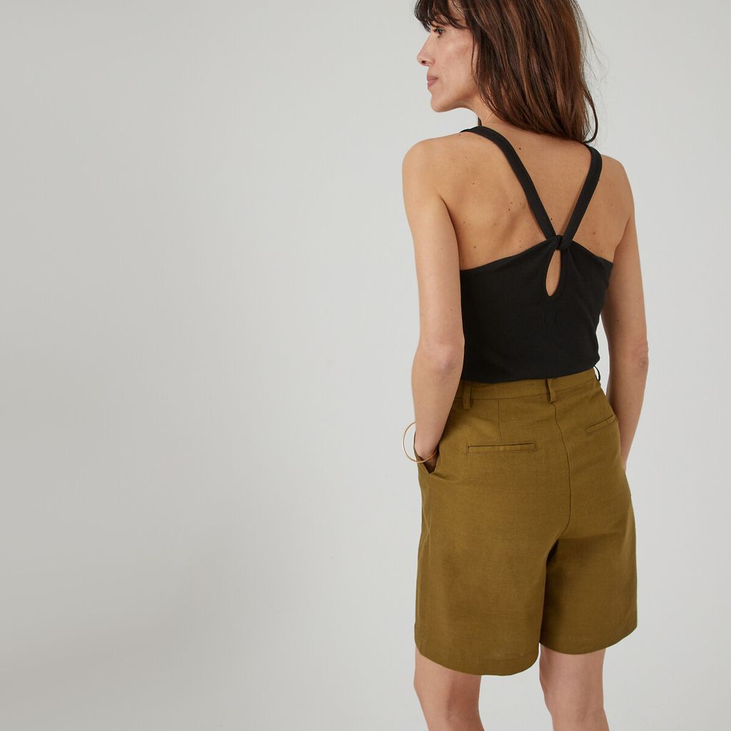Ribbed Vest Top with Crossover Open Back