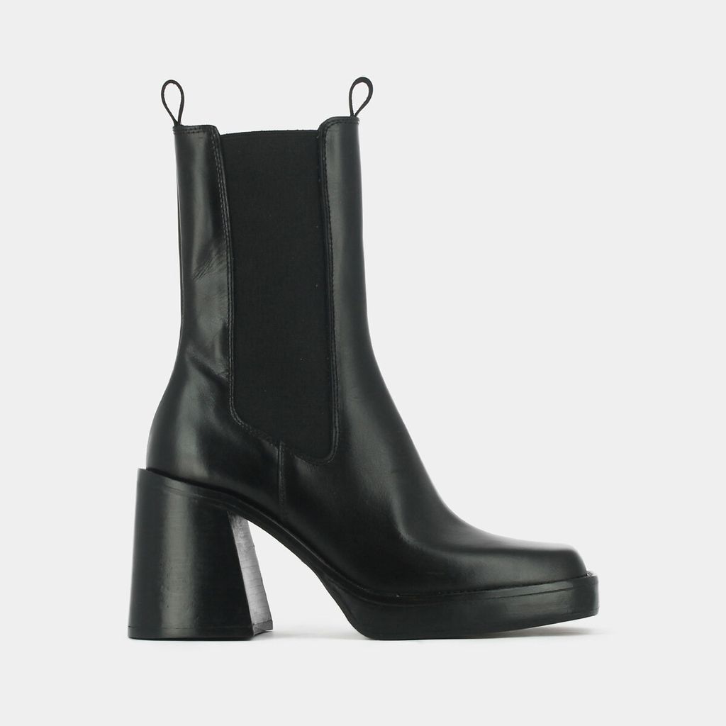 Bossa Leather Ankle Boots with Block Heel