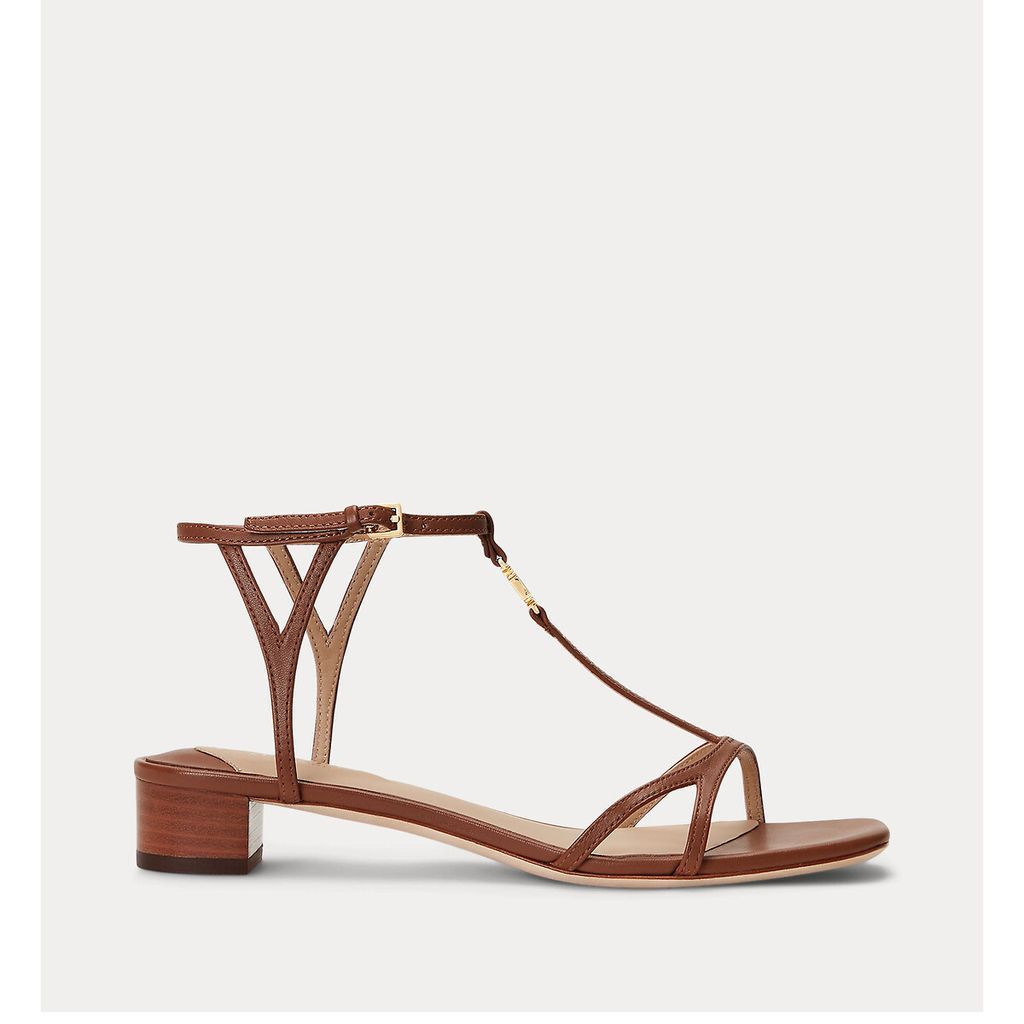 Fallon Leather Open Sandals with Low Heel