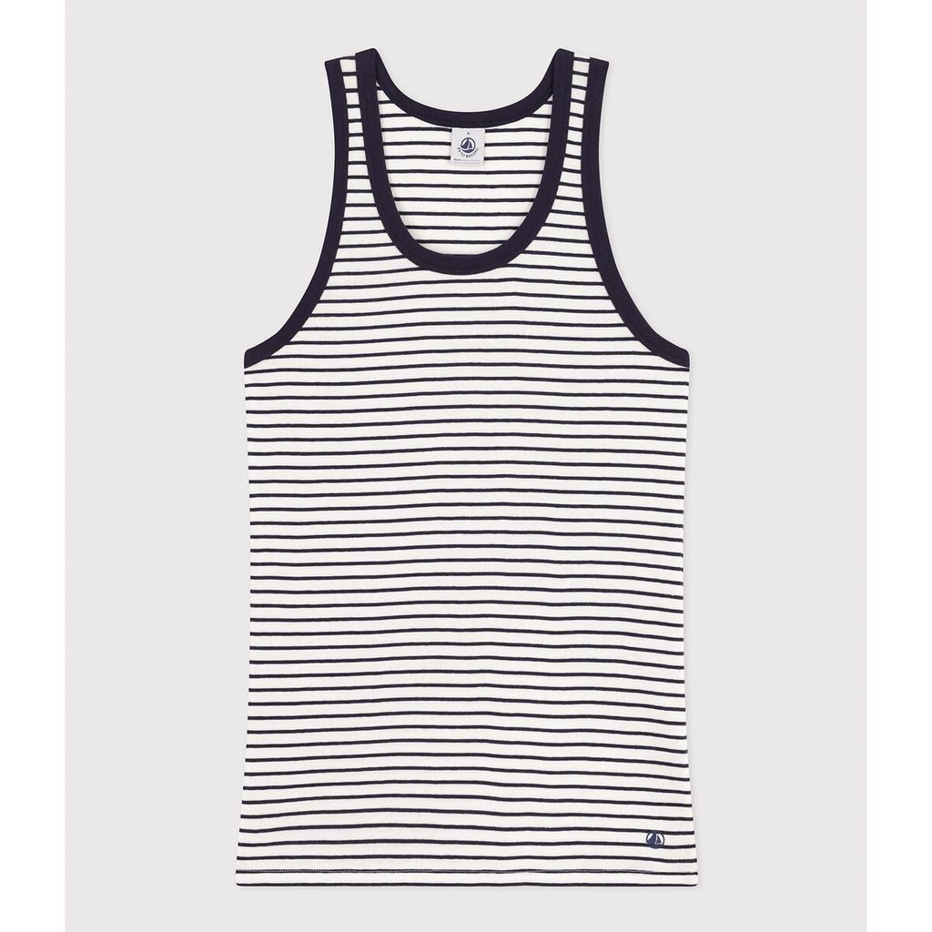 Iconic Striped Vest Top in Cotton with Crew Neck