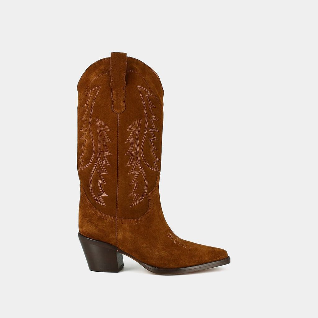 Debora Cowboy Calf Boots in Suede