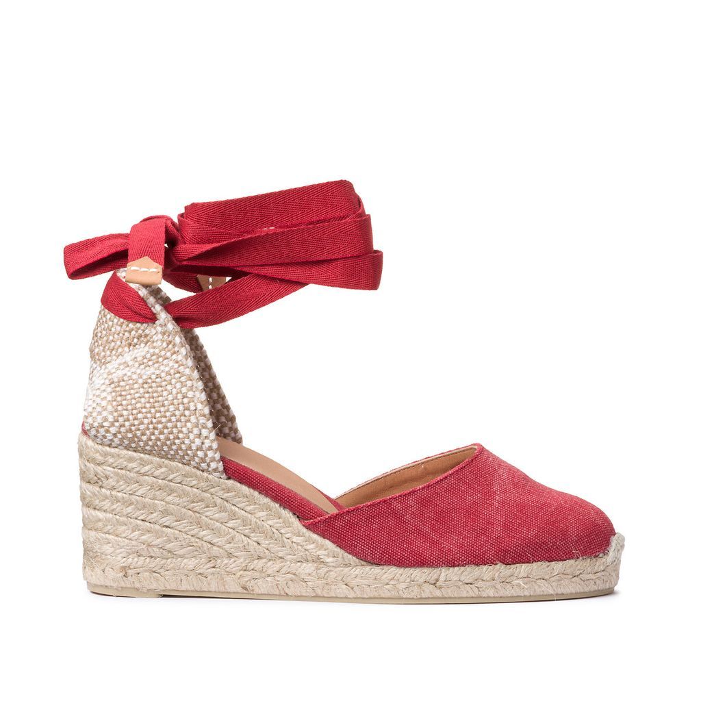 Carina Lace-Up Espadrilles in Canvas with Wedge Heel